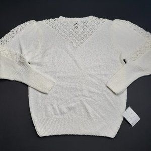 Brownstone Studio Ivory Sweater with Crochet VTG